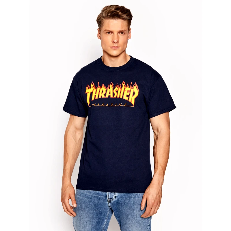 Thrasher Thrasher T-Shirt Flame Σκούρο μπλε Regular Fit