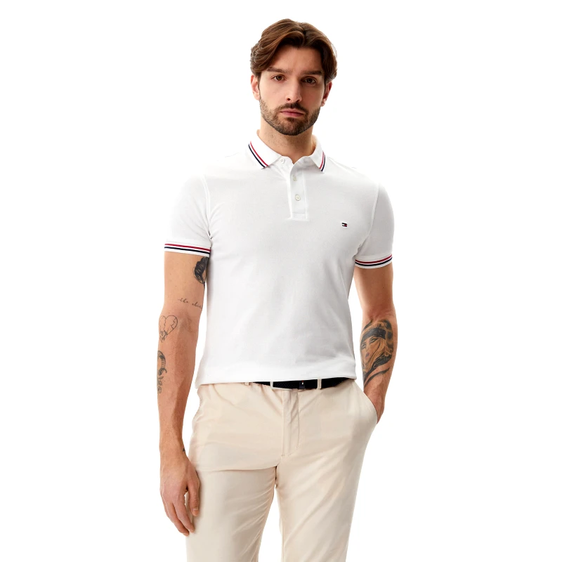 Tommy Hilfiger Tommy Hilfiger Polo Tipped MW0MW37346 Λευκό Slim Fit