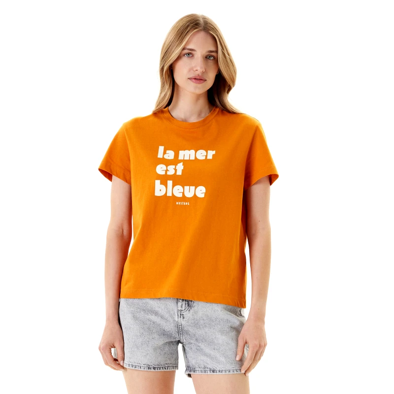 Mustang Mustang T-Shirt Floris 1016157 Πορτοκαλί Relaxed Fit