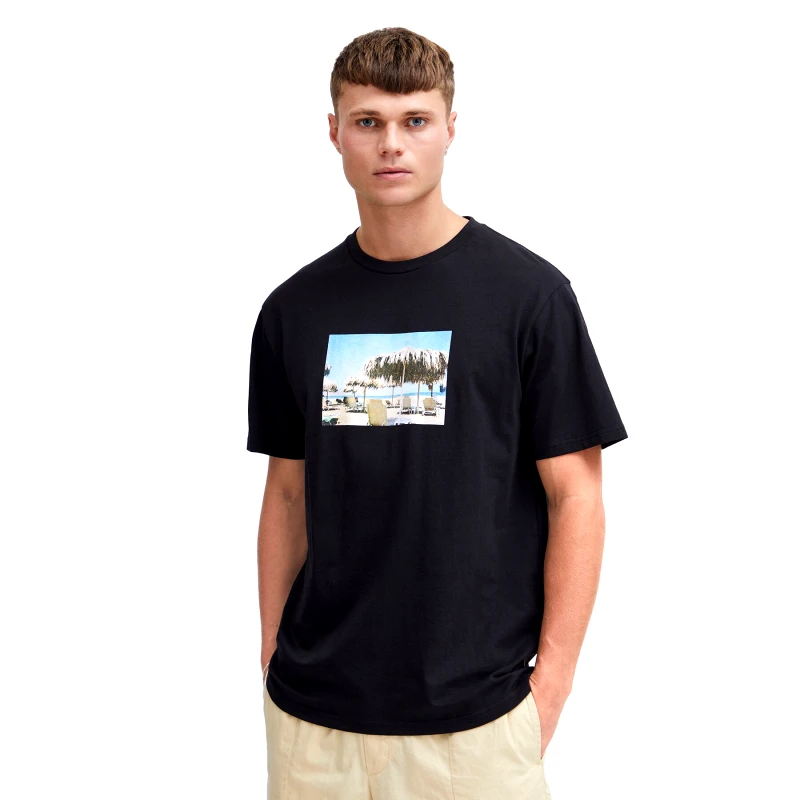 Solid Solid T-Shirt 21108237 Μαύρο Regular Fit