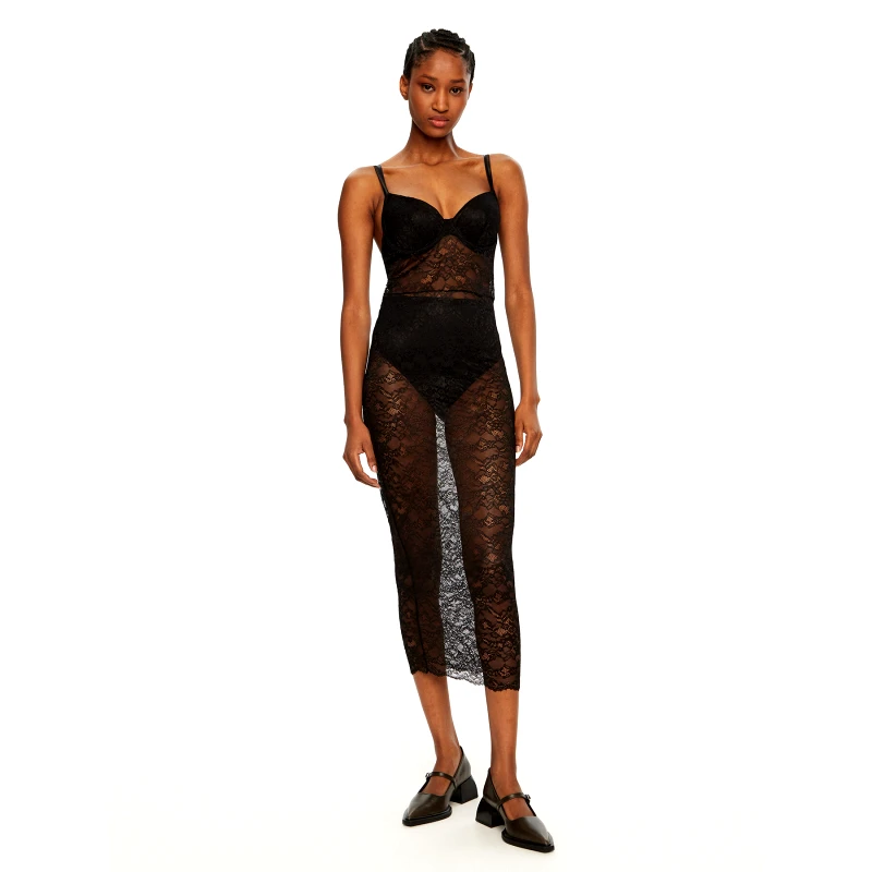 Guess Guess Νυχτικό O5RK00 KBGT0 Μαύρο Regular Fit
