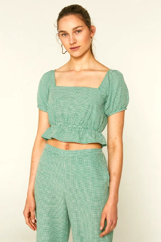 COMPANIA FANTASTICA Μπλούζα crop top με βολάν