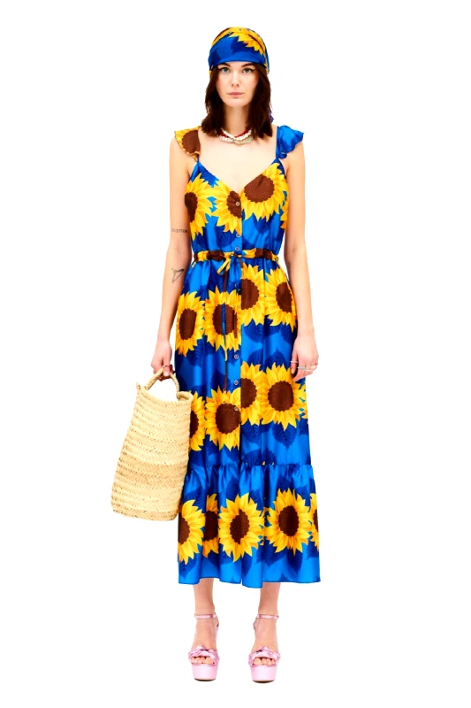 WEARE Φόρεμα μακρύ με print sunflowers