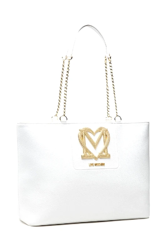 LOVE MOSCHINO Τσάντα μεγάλη με χρυσό λογότυπο