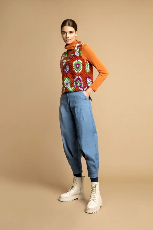 MOUTAKI Παντελόνι ψηλόμεσο με πιέτες