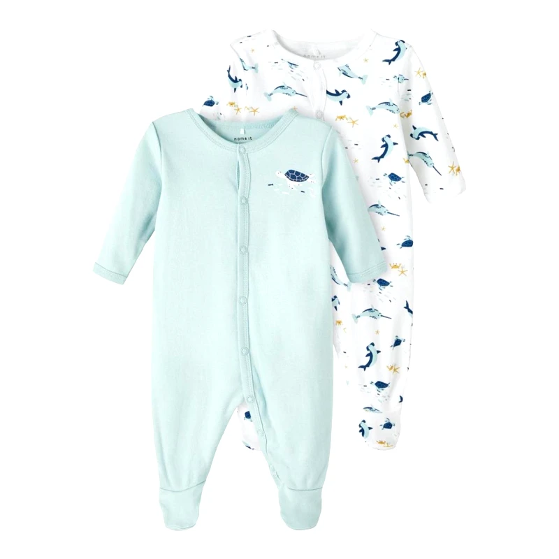 Name it Φορμάκια μπεμπέ 2 τεμ.αγόρι Name it-13214727-Blue Haze-organic cotton