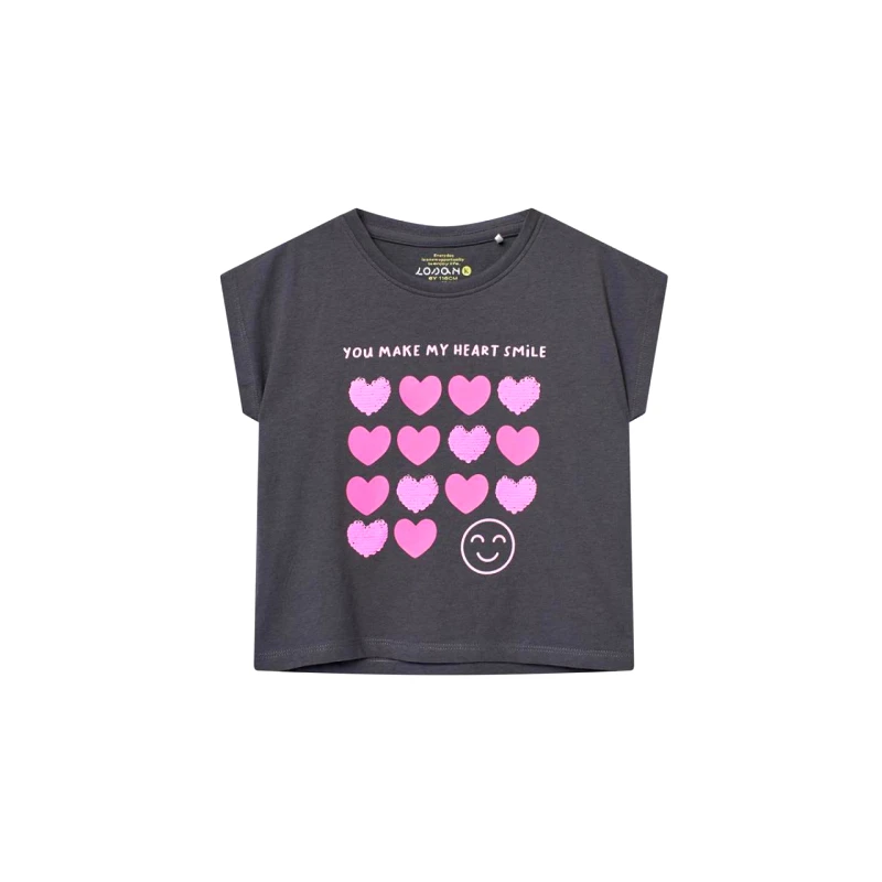 LOSAN Μπλούζα μακό crop κορίτσι Losan-LKGAP0303_25037-GREY