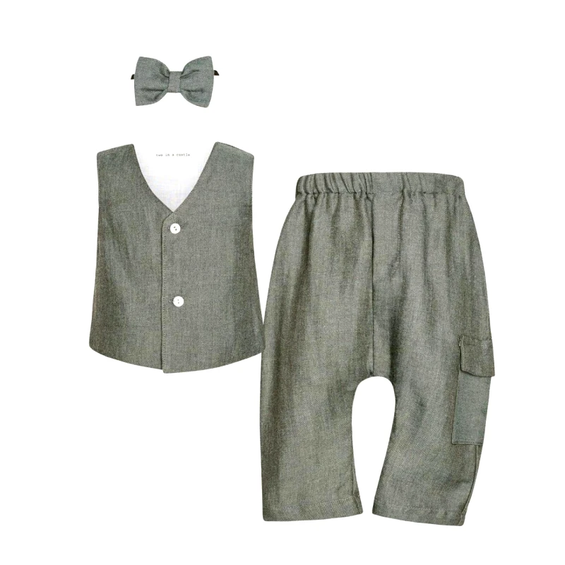 TWO IN A CASTLE Σετ μπεμπέ αγόρι two in a castle-T6420-GREY