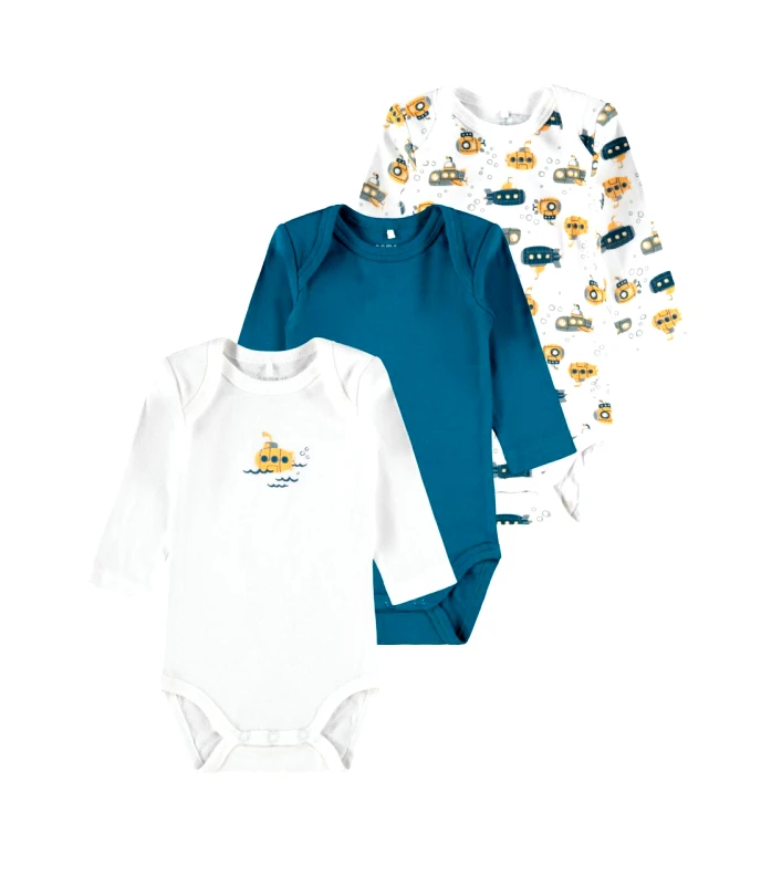 Name it Σετ 3 τεμ. φορμάκια μπεμπέ Name it-13192799-LEGION BLUE-organic cotton