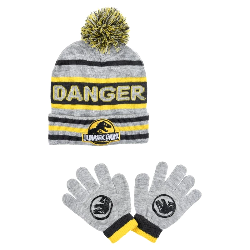 SUPER HEROES Σετ σκούφος με γάντια αγόρι JURASSIC WORLD-VH4104-LGREY