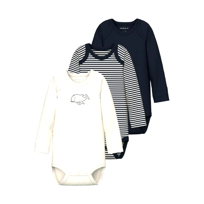 Name it Σετ 3 τεμ. φορμάκια μπεμπέ αγόρι name it-13235147-Dark Sapphire-organic cotton