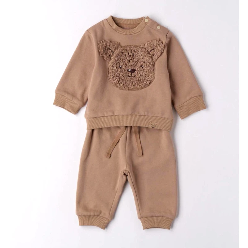 I DO Σετ φόρμα φούτερ μπεμπέ αγόρι I DO-4.F014-0928-Beige