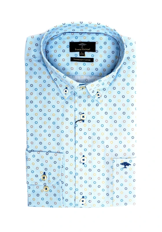 Fynch Hatton Fynch Hatton Πουκάμισο της σειράς Supersoft Cotton - 1221 9020 9020 Earth Blue