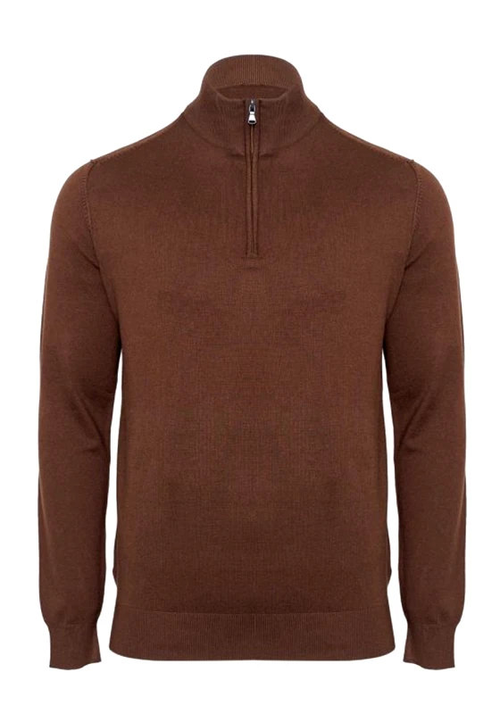 Malagrida Malagrida Half-Zip slim fit της σειράς Qualita - 45103 318 Brown