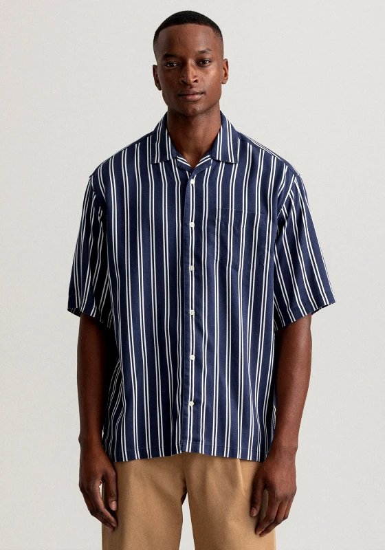 Gant GANT Κοντομάνικο Πουκάμισο της σειράς Lyocell Stripe - 3014794 409 Classic Blue