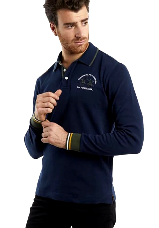 La Martina La Martina Polo μπλούζα σε κανονική γραμμή - 3LMQMP300 07017 Blue