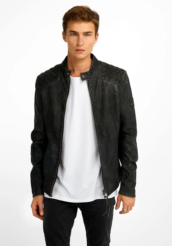 YPS YPS Δερμάτινο Μπουφάν της σειράς Nero Stone Wash 214- 106455000005 001 Vintage Black