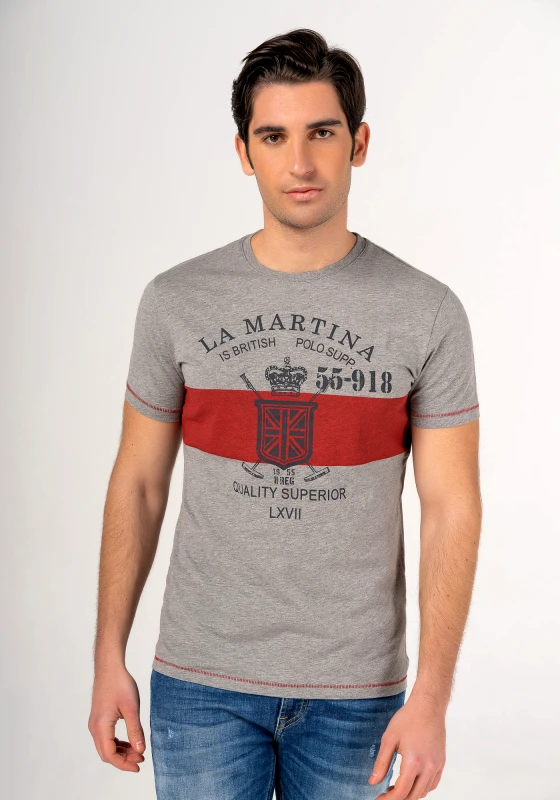 La Martina La Martina Κοντομάνικη Μπλούζα της σειράς Man T Shirt - TMRE31 JS206 01002 M.H. Grey