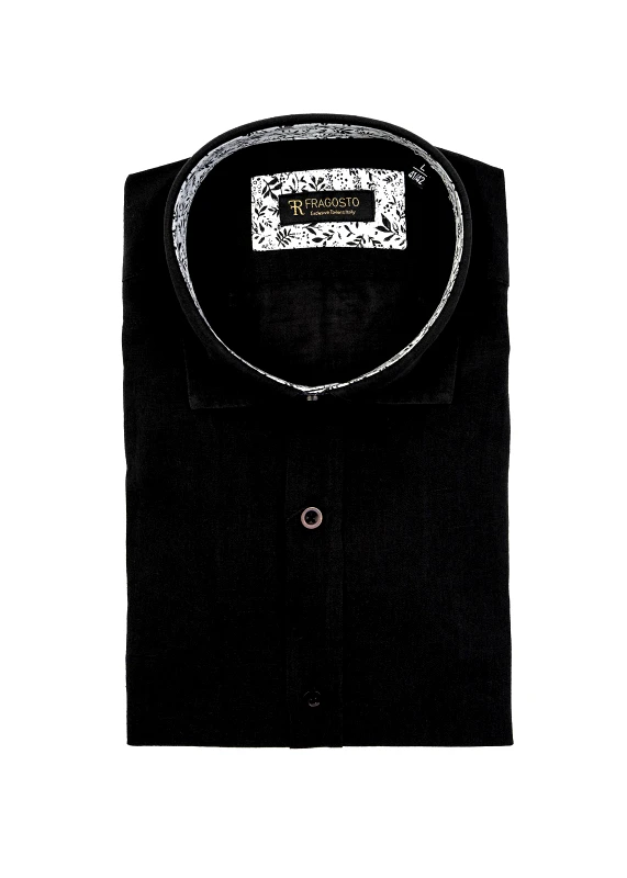 Fragosto Fragosto Λινό Πουκάμισο της σειράς Exclusive - SS21CS02 001 Black