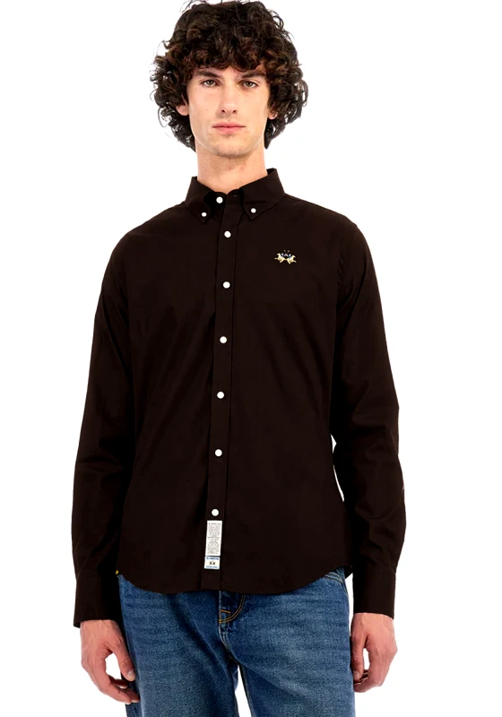 La Martina La Martina Πουκάμισο της σειράς Man Poplin - ZMC003 PP483 04199 Brown