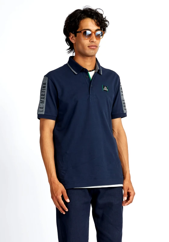 La Martina La Martina Polo Μπλούζα της σειράς Pima Cotton - VMP602 PK157 07207 Navy Blazer