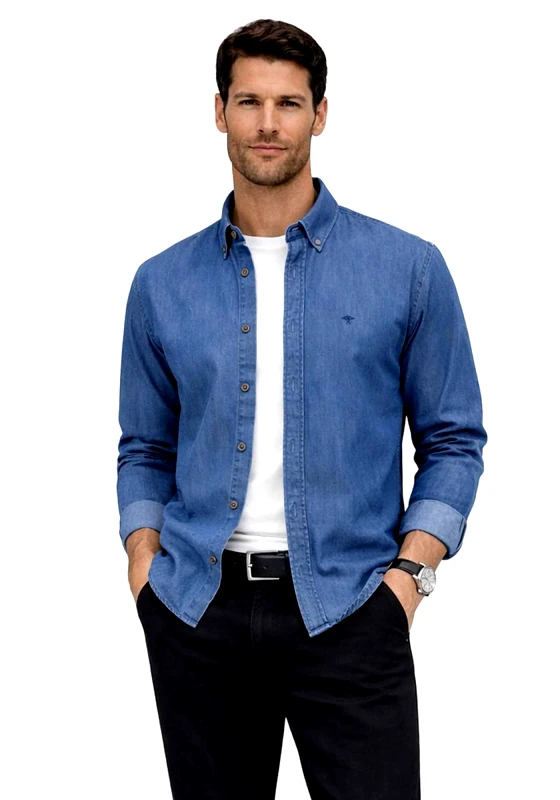 Fynch Hatton Fynch Hatton Πουκάμισο Denim - 1602 8030 638 Misty Blue
