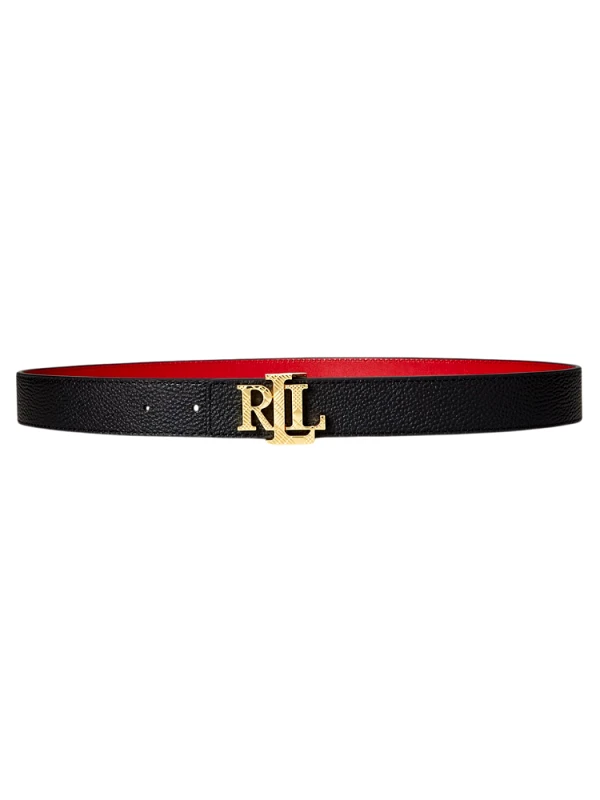 POLO RALPH LAUREN ΖΩΝΗ POLO RALPH LAUREN REV LRL 30-BELT-MEDIUM BLACK/FESTIVE RED POLO RALPH LAUREN