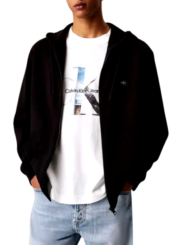 CALVIN KLEIN ΖΑΚΕΤΑ CALVIN KLEIN WOVEN LABEL ZIP HOODIE CK BLACK CALVIN KLEIN