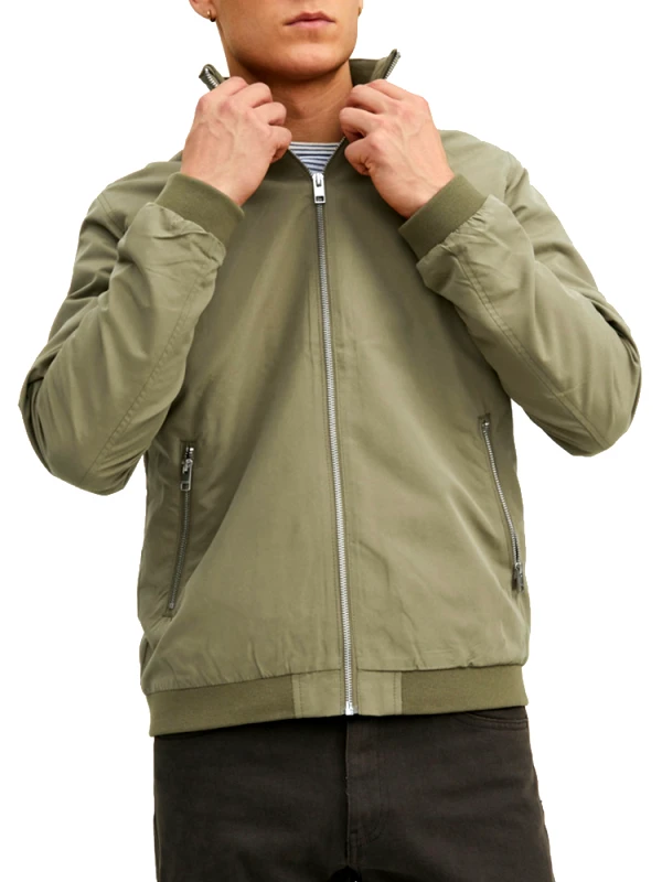 JACK&JONES LIGHT JACKET JACK & JONES JJERUSH HARRINGTON BOMBER DUSKY GREEN JACK&JONES