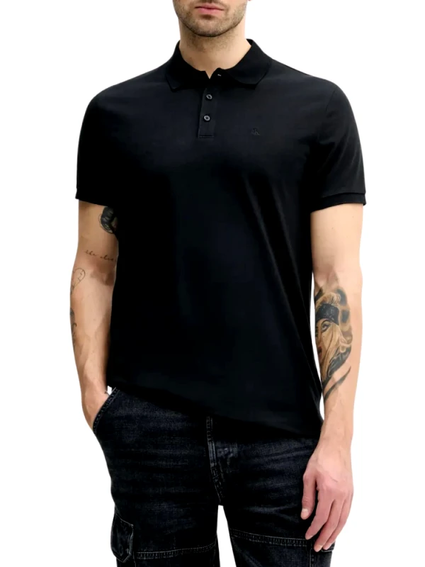 CALVIN KLEIN ΠΟΛΟ CALVIN KLEIN SS SMOOTH COTTON SOLID BLACK CALVIN KLEIN