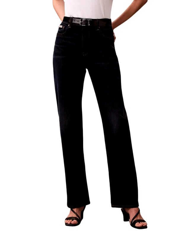 CALVIN KLEIN ΤΖΙΝ CALVIN KLEIN HIGH RISE STRAIGHT OXBOW DARK BLUE CALVIN KLEIN