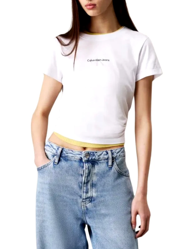 CALVIN KLEIN T-SHIRT CALVIN KLEIN GRADIENT MONOLOGO SLIM BRILLIANT WHITE CALVIN KLEIN