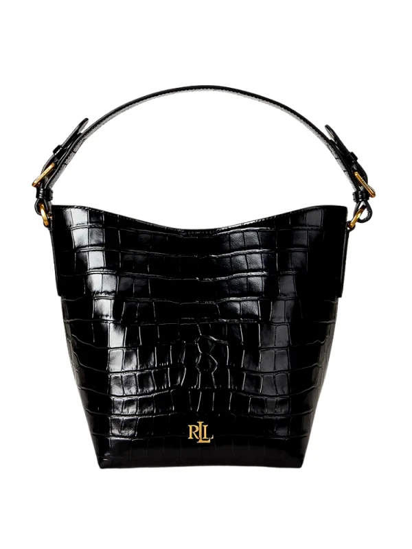 POLO RALPH LAUREN ΤΣΑΝΤΑ POLO RALPH LAUREN WITLEY MD BK-BUCKET BAG-MEDIUM BLACK POLO RALPH LAUREN