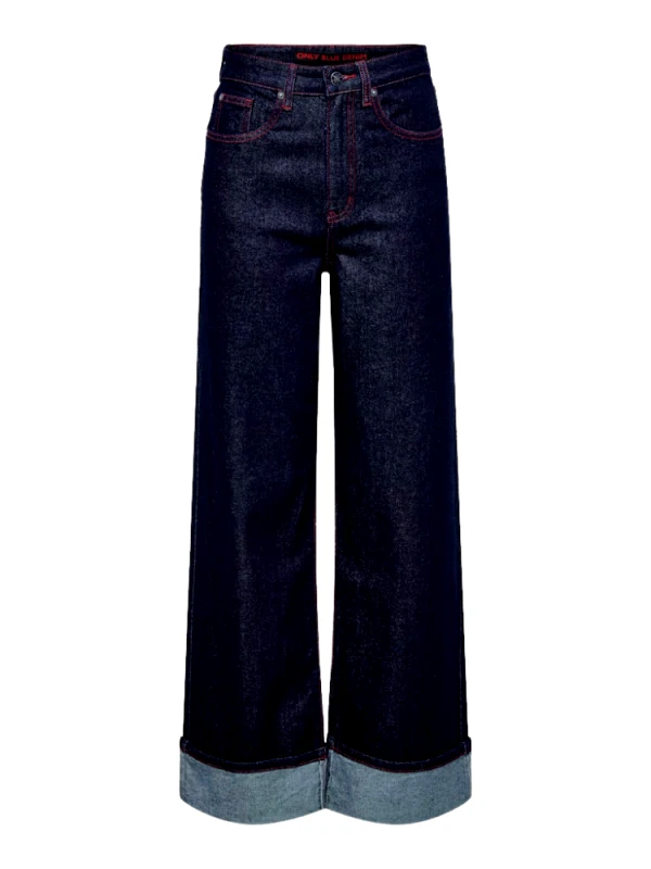 ONLY ΤΖΙΝ ONLY CARNABY HW WIDE FOLDUP RED DARK BLUE ONLY