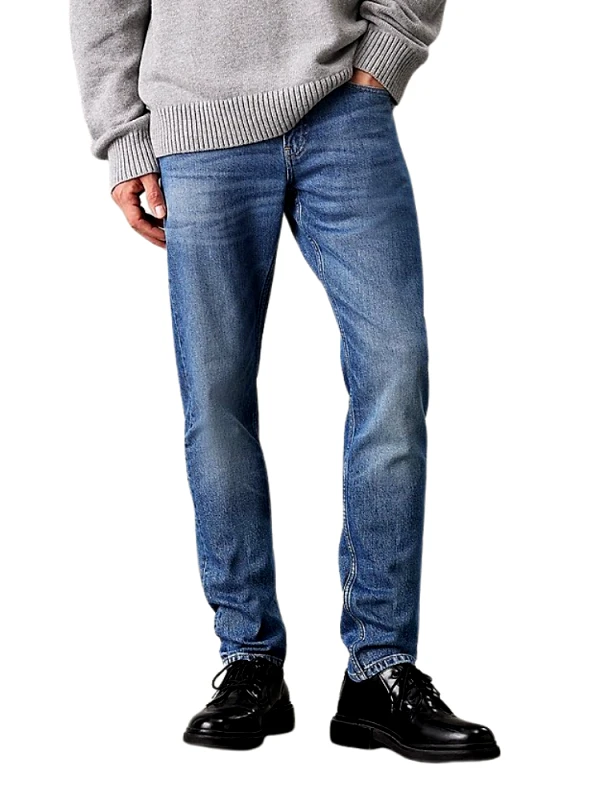 CALVIN KLEIN ΤΖΙΝ CALVIN KLEIN SLIM TAPER DENIM MEDIUM BLUE CALVIN KLEIN
