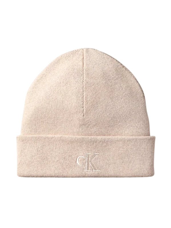 CALVIN KLEIN ΣΚΟΥΦΟΣ CALVIN KLEIN FINE RIB BEANIE CHATEAU GRAY CALVIN KLEIN