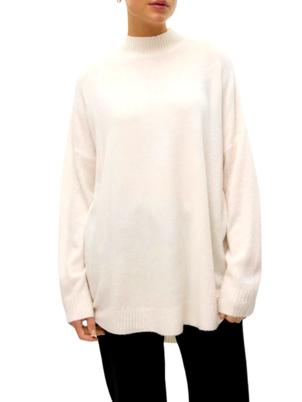 VERO MODA ΠΛΕΚΤΟ VERO MODA PLAZA LS HIGHNCK LONG PULLOVER BIRCH VERO MODA