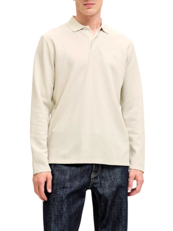 JACK&JONES ΠΟΛΟ JACK & JONES JJEAUSTIN LS MOONBEAM JACK&JONES