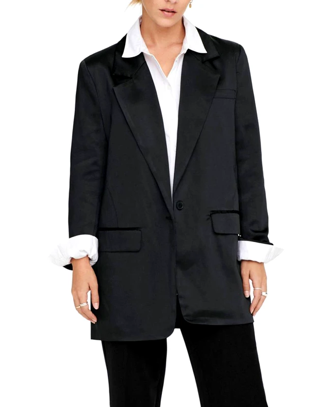ONLY ONLY ONLLANA-MAYRA L/S OVS SATIN BLAZER TLR 15275720-BLACK Black