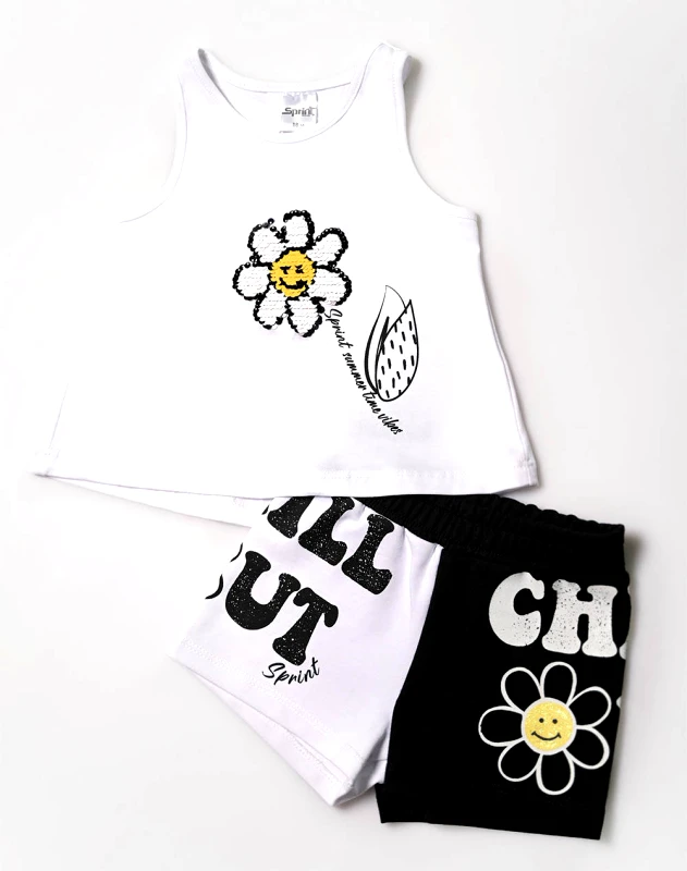 SPRINT SPRINT SET BABY GIRL WITH SHORTS 231-2012-S100 White