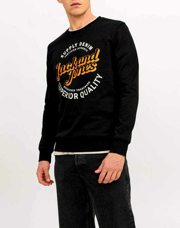 JACK&JONES JACK&JONES JJMIKK SWEAT CREW NECK 12236177-BlackBIG Black