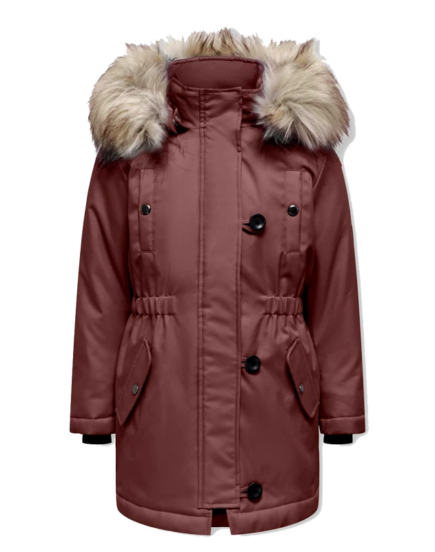 ONLY ONLY KOGIRIS FUR PARKA OTW NOOS 15245678-Rose BrownFUR LIGHT GREY RedWine