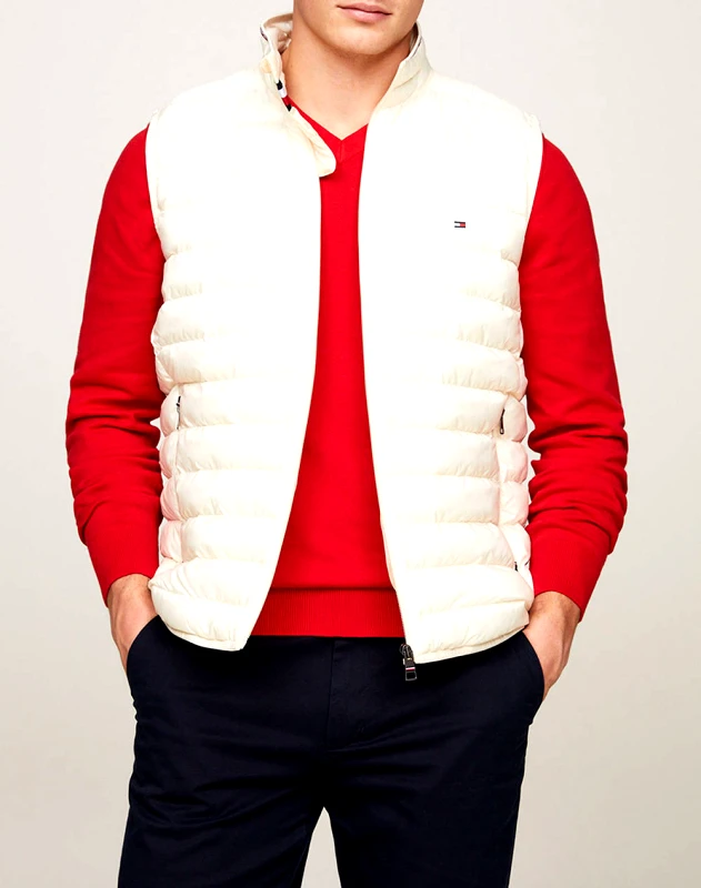 TOMMY HILFIGER TOMMY HILFIGER ΜΠΟΥΦΑΝ ΑΜΑΝΙΚΟ PACKABLE RECYCLED VEST MW0MW18762-AEF Ivory