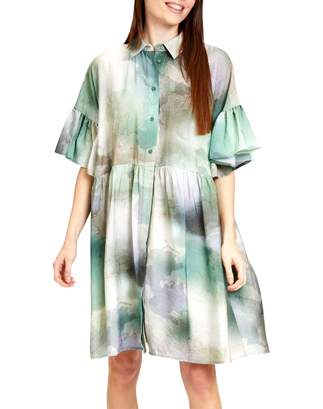 TAMARIS TAMARIS CLAMECY Gathered Shirt Dress AOP&Solid TAW0562-63112 Mixed