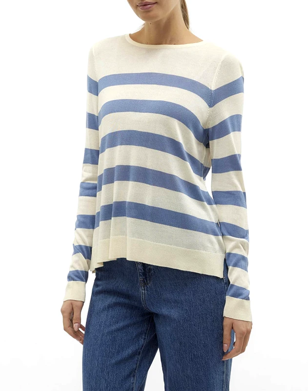 VERO MODA VERO MODA VMNOVA LS O-NECK PULLOVER GA NOOS 10282354-BirchCORONET BLUE BIG STRIPES Multi