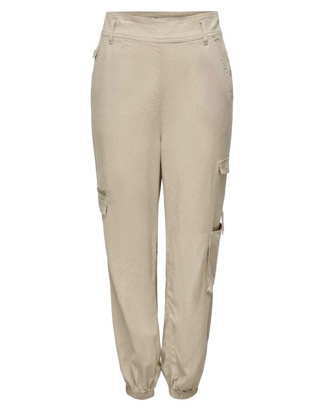 ONLY ONLY ONLCARO MW HAREM LINEN CARGO CC PNT 15311016-Oxford Tan Ecru