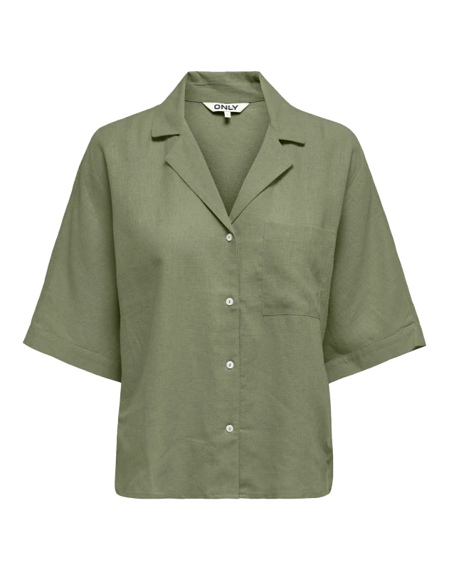 ONLY ONLY ONLTOKYO LIFE SS LINEN BL SHIRT PNT NOOS 15314215-Oil Green Olive