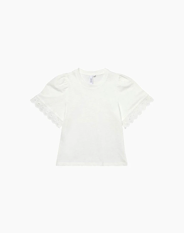VERO MODA VERO MODA VMPANNA GLENN SS LACE TOP GIRL 10279810-Snow White White