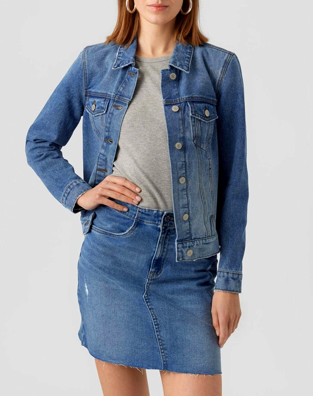 VERO MODA VERO MODA VMZORICA LS DENIM JACKET MIX NOOS 10279789-Medium Blue Denim DenimBlue