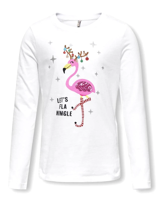 ONLY ONLY KOGYRSA XMAS REG L/S SEQUINS TOP JRS 15306814-BRIGHT WHITE White